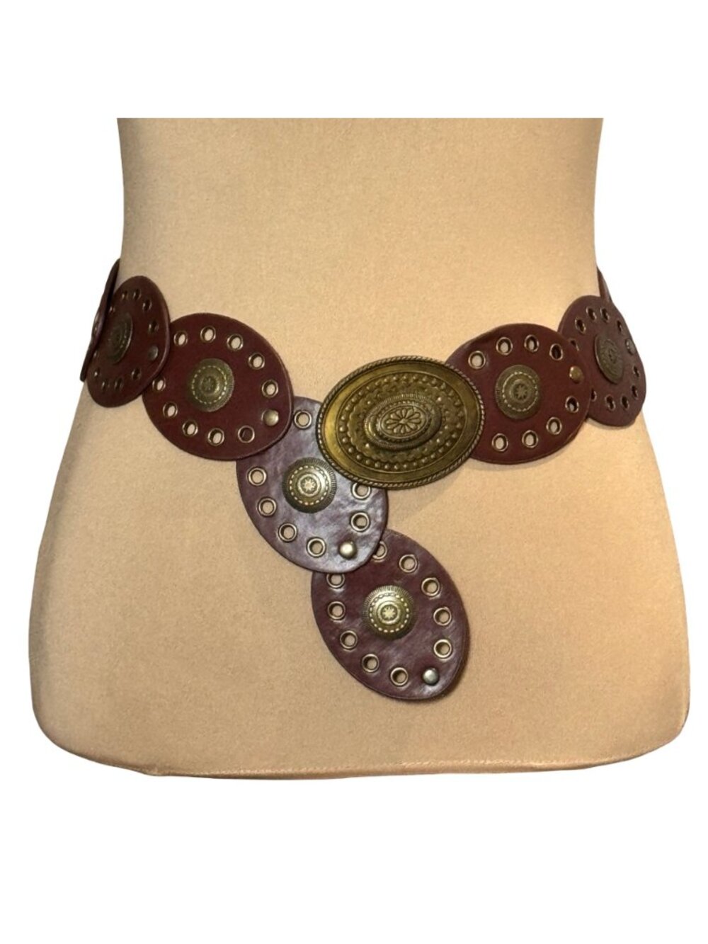 Y2K Fairy Grunge Boho Wide Belt Brown Leather Oval Buckle Adjustable Gipsy - Picture 2 of 10
